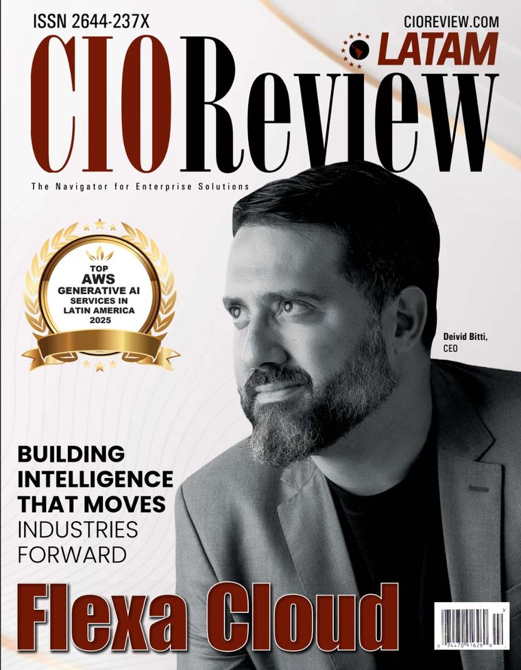 Capa da revista CIO Review LATAM com Deivid Bitti, CEO, e a chamada Building Intelligence That Moves Industries Forward